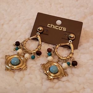 Chico's Gold Turquoise Earrings